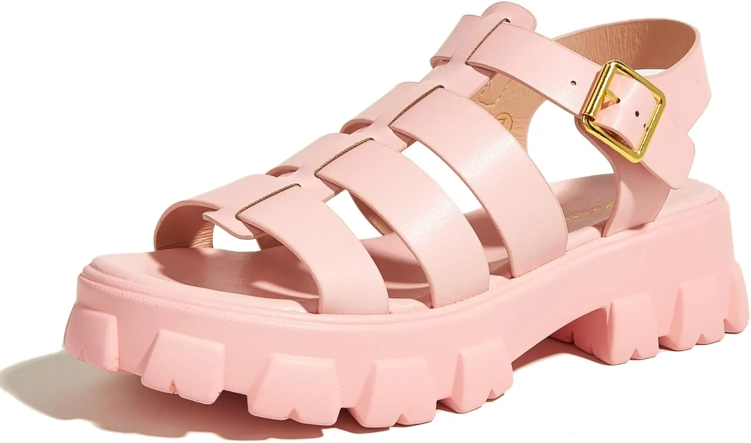 LUCKY STEP Women 's Platform Wedge Sandals Open Toe Adjustable Ankle Strap Chunky Heel