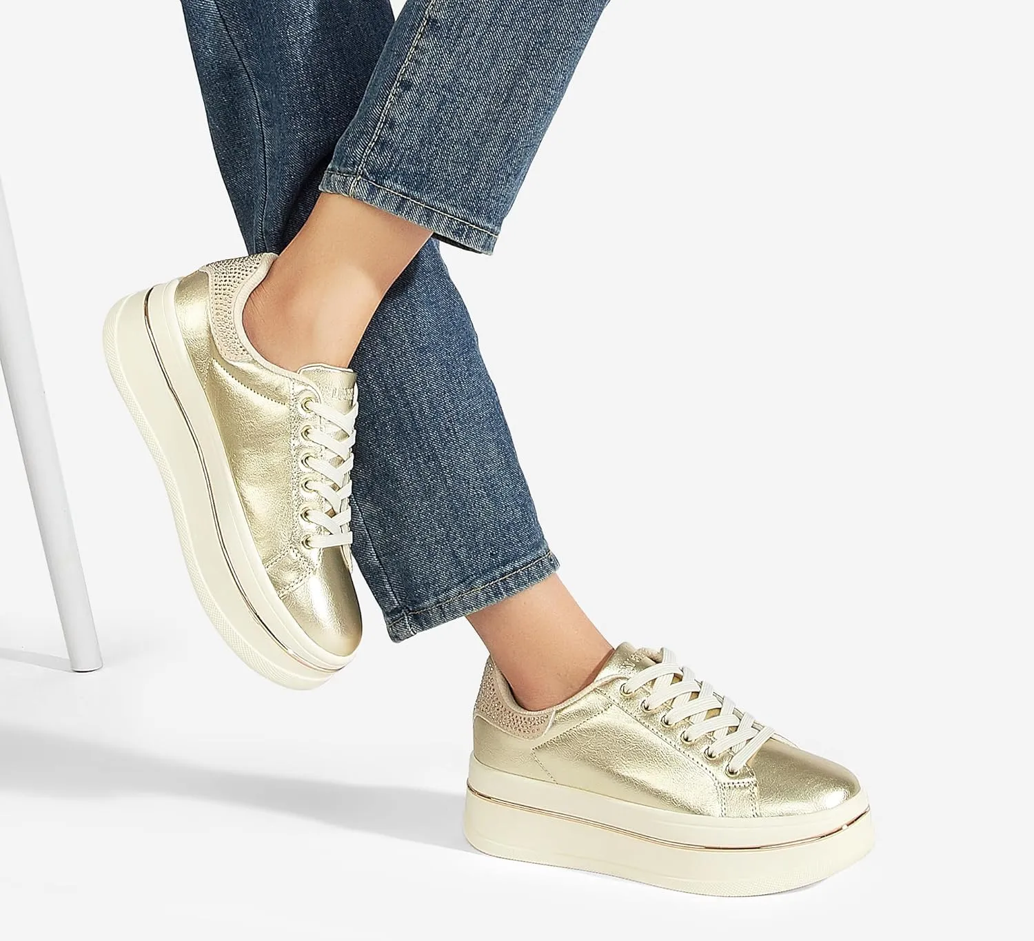 LUCKY STEP Women's Chunky Fashion Sneakers High Platform Rhinestone Butterfly Casual Faux Leather Durable Walking Tennis Shoes