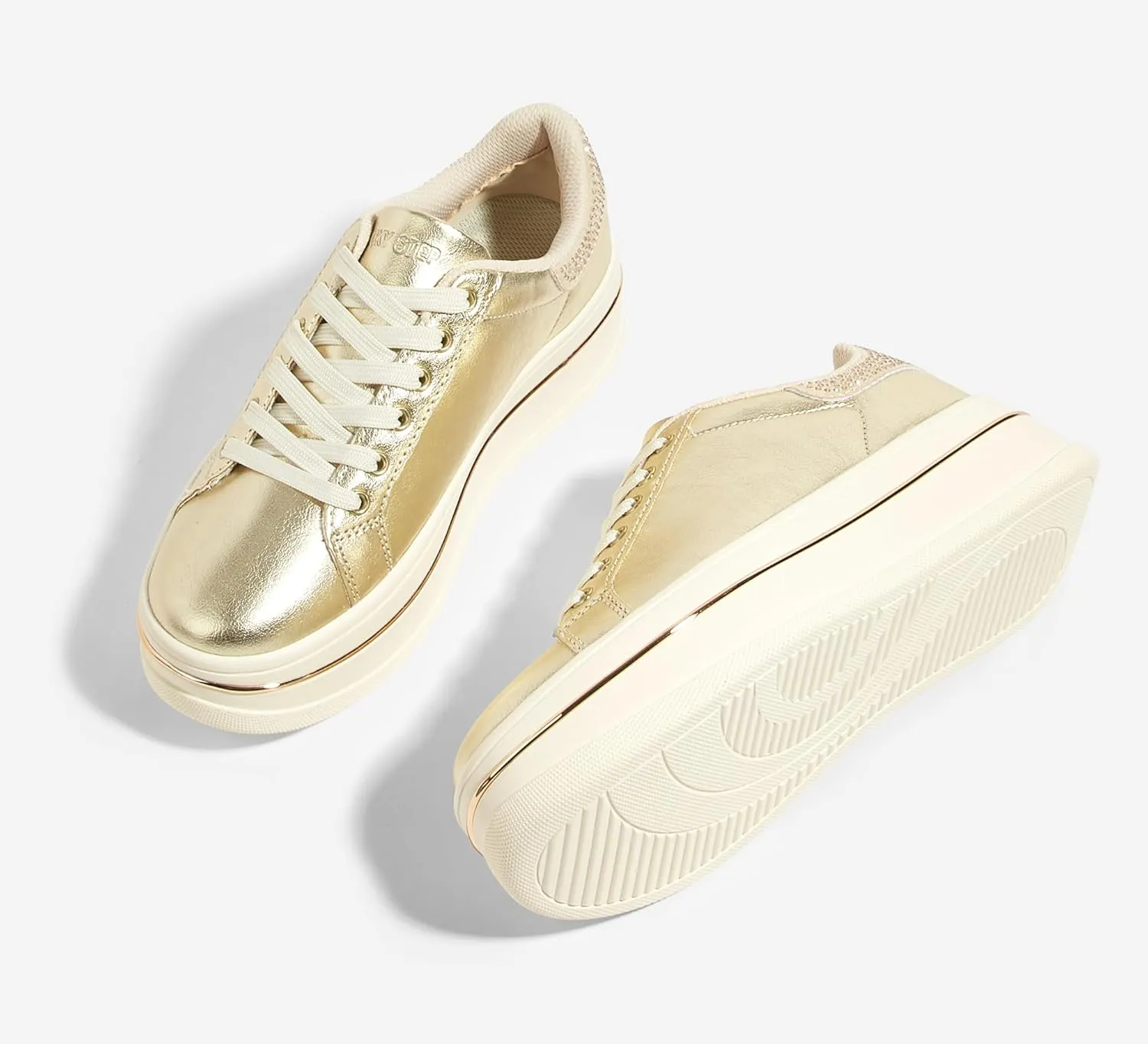 LUCKY STEP Women's Chunky Fashion Sneakers High Platform Rhinestone Butterfly Casual Faux Leather Durable Walking Tennis Shoes