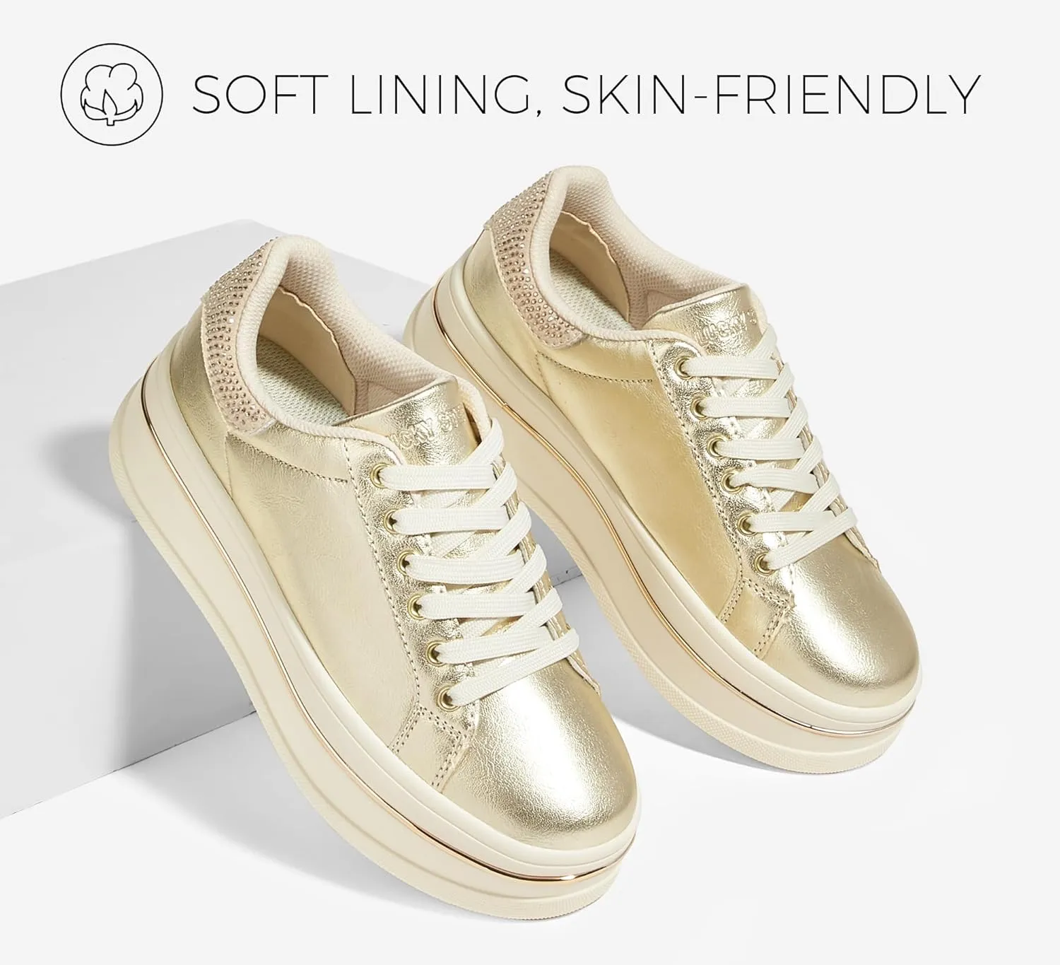 LUCKY STEP Women's Chunky Fashion Sneakers High Platform Rhinestone Butterfly Casual Faux Leather Durable Walking Tennis Shoes