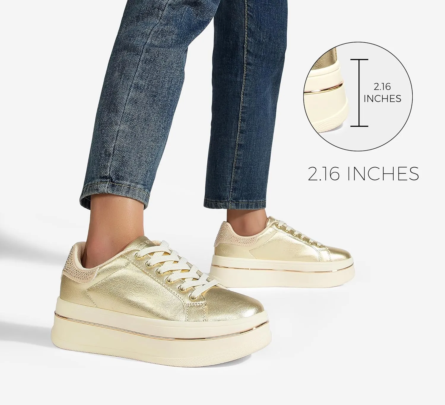 LUCKY STEP Women's Chunky Fashion Sneakers High Platform Rhinestone Butterfly Casual Faux Leather Durable Walking Tennis Shoes