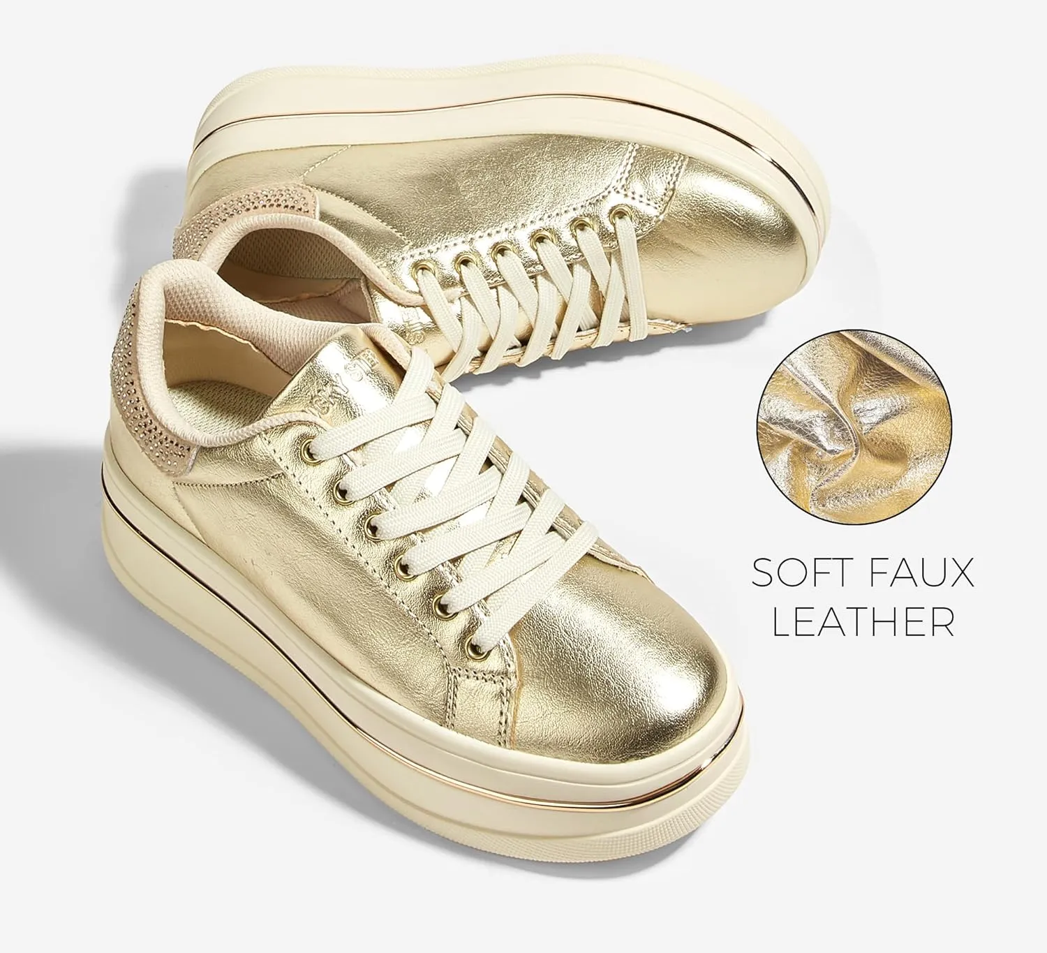LUCKY STEP Women's Chunky Fashion Sneakers High Platform Rhinestone Butterfly Casual Faux Leather Durable Walking Tennis Shoes