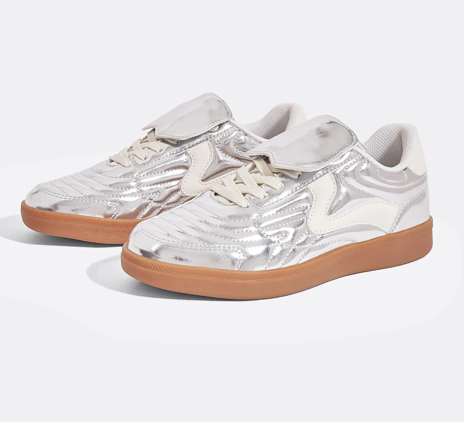 LUCKY STEP Women's Gum Sole Fashion Sneakers Classic Retro Fancy Casual Leisure Tennis Walking Skate Shoes