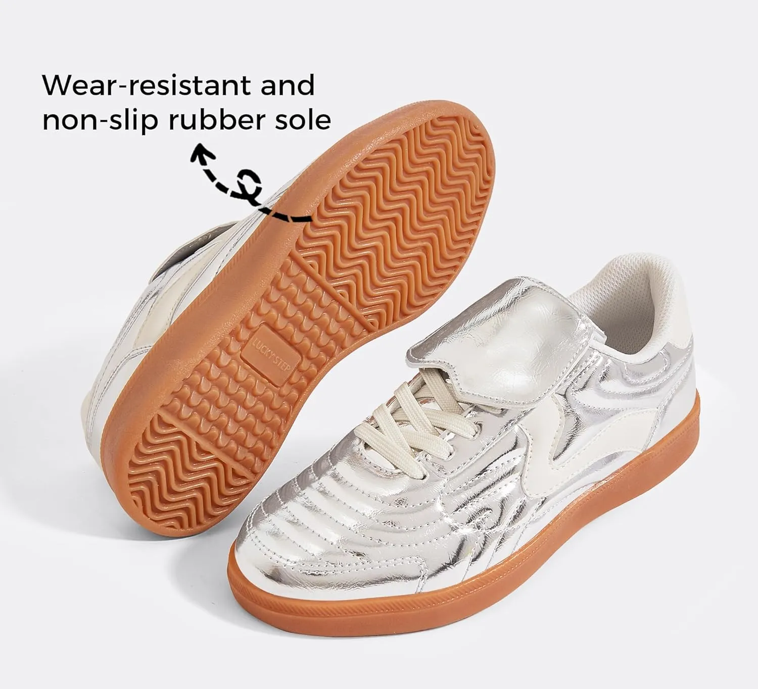LUCKY STEP Women's Gum Sole Fashion Sneakers Classic Retro Fancy Casual Leisure Tennis Walking Skate Shoes