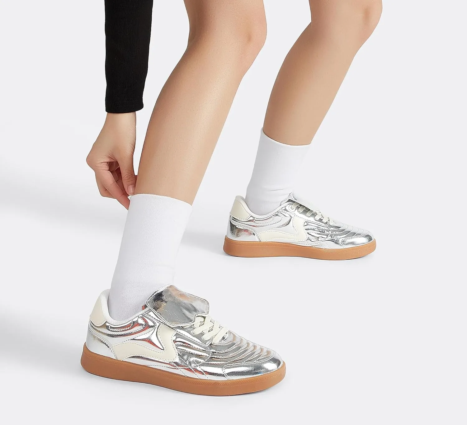 LUCKY STEP Women's Gum Sole Fashion Sneakers Classic Retro Fancy Casual Leisure Tennis Walking Skate Shoes