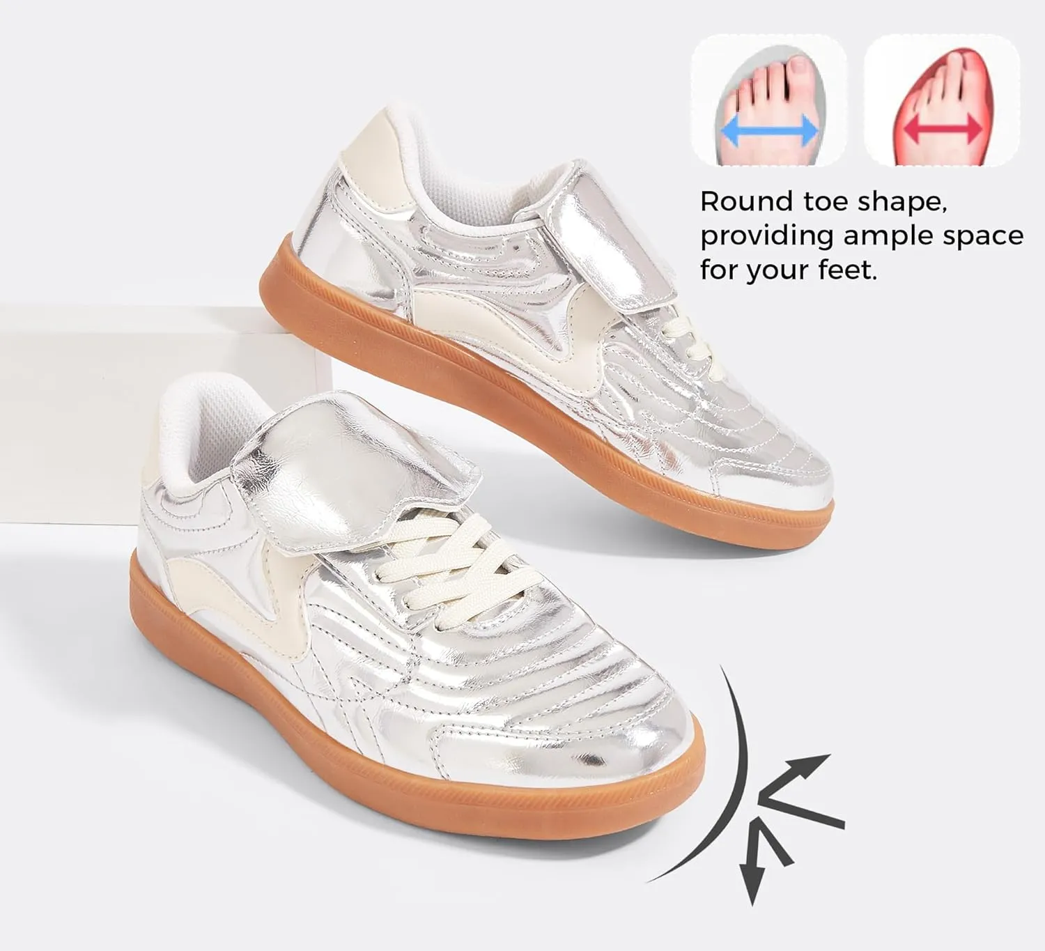 LUCKY STEP Women's Gum Sole Fashion Sneakers Classic Retro Fancy Casual Leisure Tennis Walking Skate Shoes