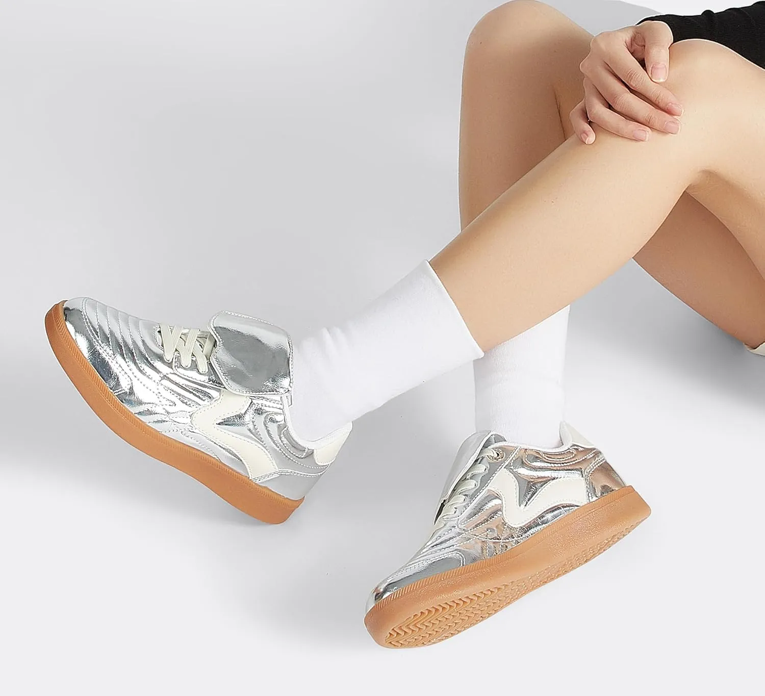 LUCKY STEP Women's Gum Sole Fashion Sneakers Classic Retro Fancy Casual Leisure Tennis Walking Skate Shoes