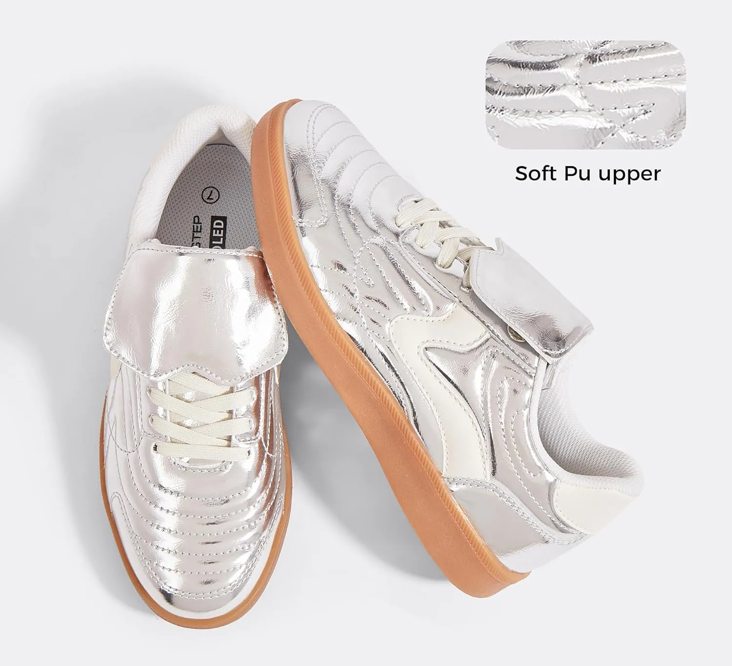 LUCKY STEP Women's Gum Sole Fashion Sneakers Classic Retro Fancy Casual Leisure Tennis Walking Skate Shoes