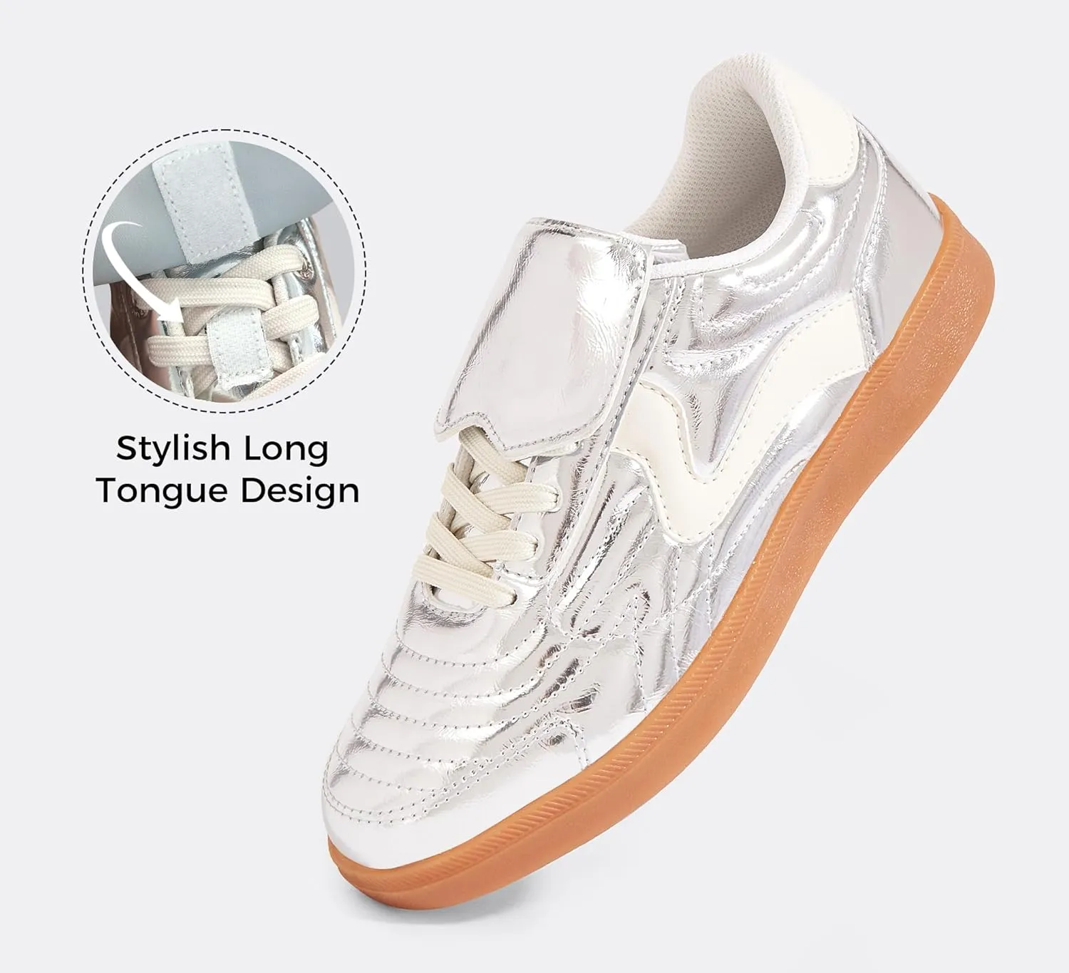 LUCKY STEP Women's Gum Sole Fashion Sneakers Classic Retro Fancy Casual Leisure Tennis Walking Skate Shoes