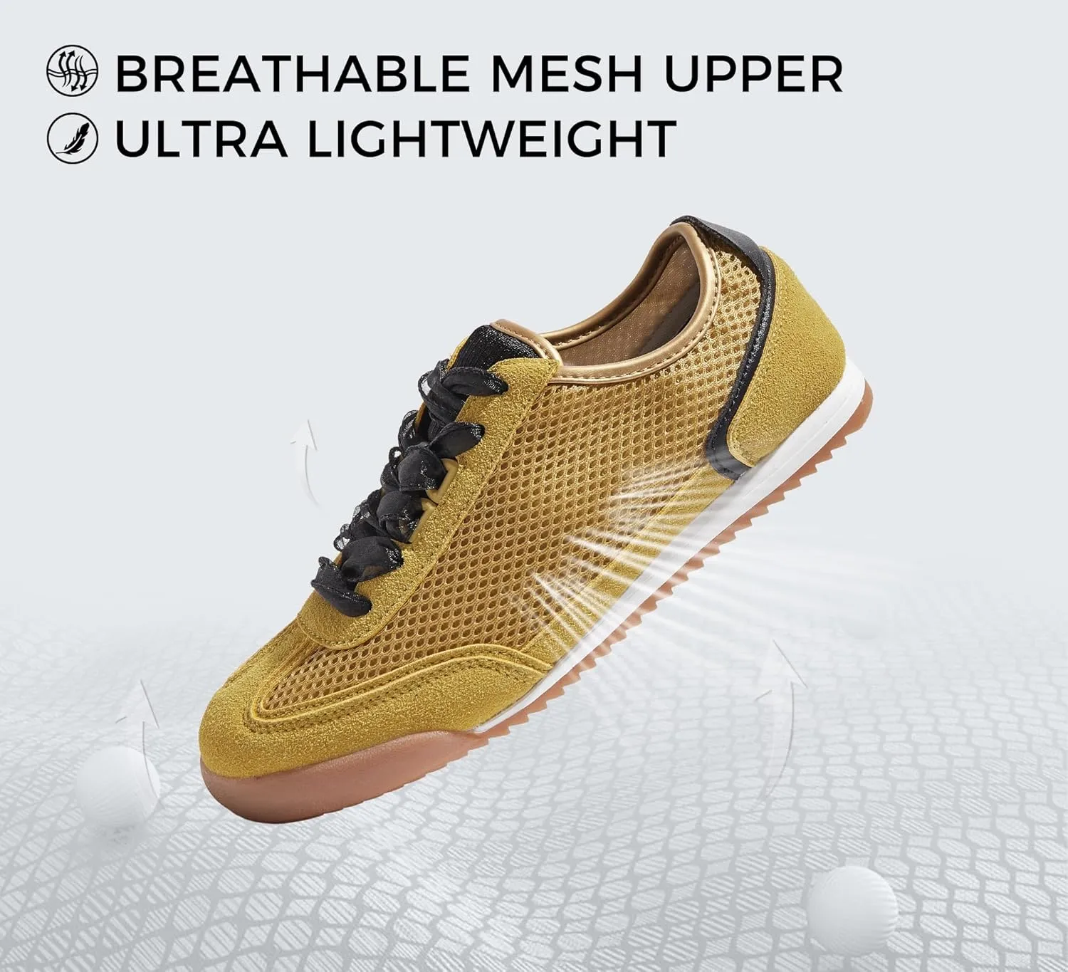 LUCKY STEP Women's Mesh Casual Fashion Sneakers Retro Breathable Walking Shoes Lightweight Classic Tennis Trainers