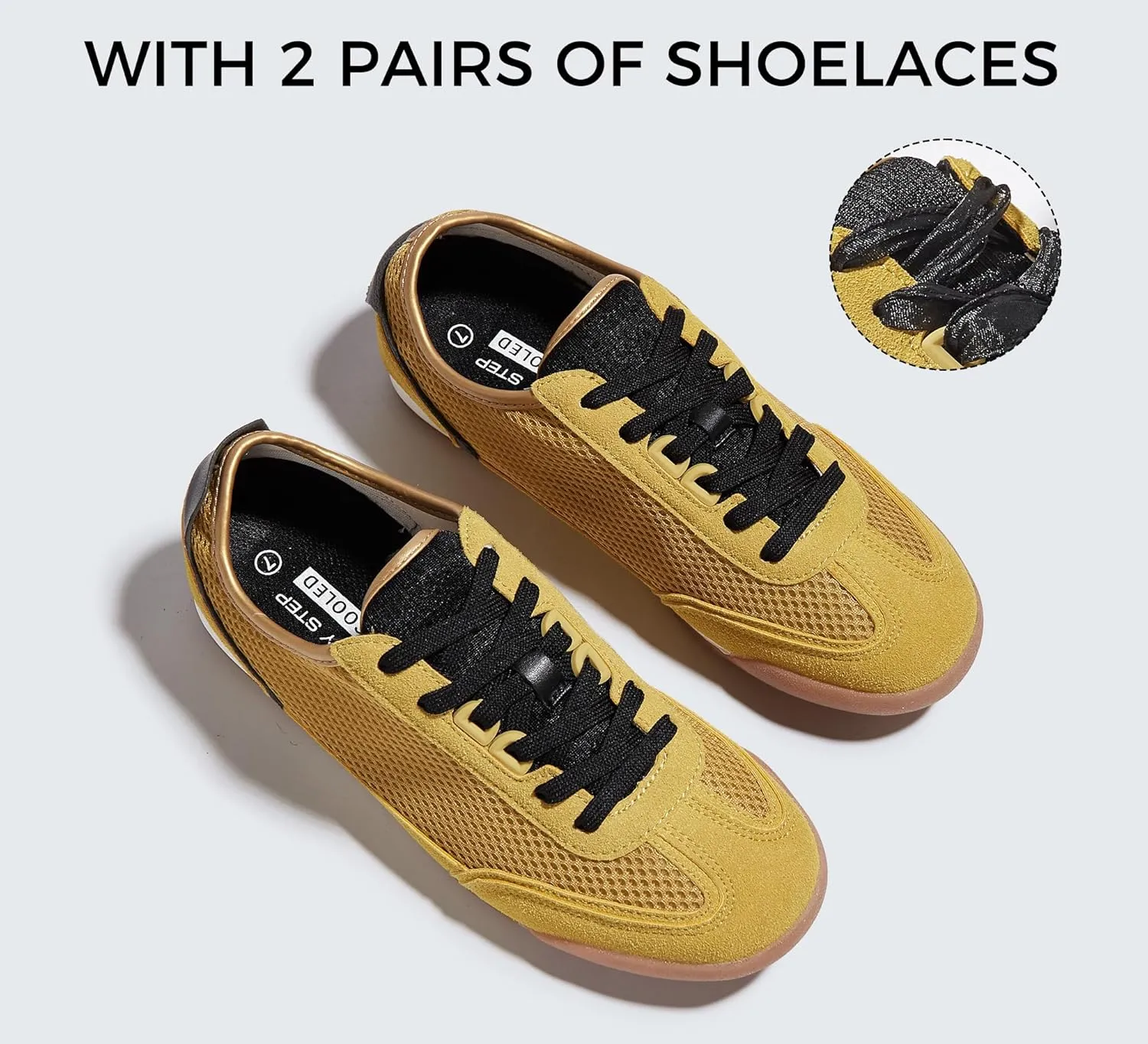 LUCKY STEP Women's Mesh Casual Fashion Sneakers Retro Breathable Walking Shoes Lightweight Classic Tennis Trainers