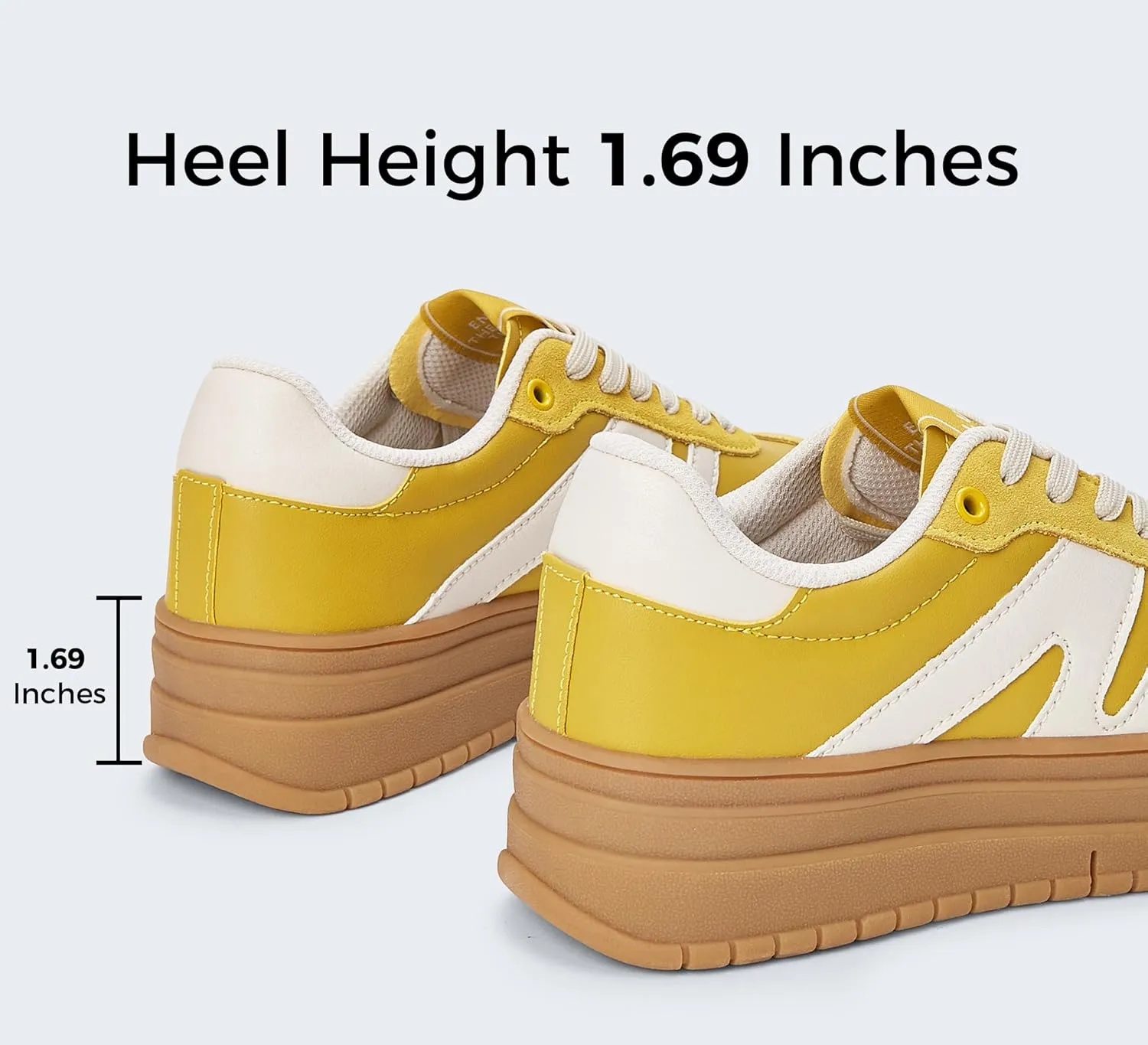 LUCKY STEP Women's Platform Gum Thick Sole Fashion Sneakers Classic Retro Rubber Low Top Casual Tennis Skate Walking Shoes