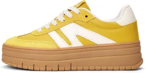 LUCKY STEP Women's Platform Gum Thick Sole Fashion Sneakers Classic Retro Rubber Low Top Casual Tennis Skate Walking Shoes