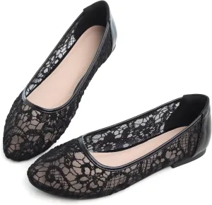 LUXINYU Flats for Women Classic Pointed Toe Slip-On Ballet Flats Soft Pu Leather Dress Shoes Comfortable Loafers Lightweight