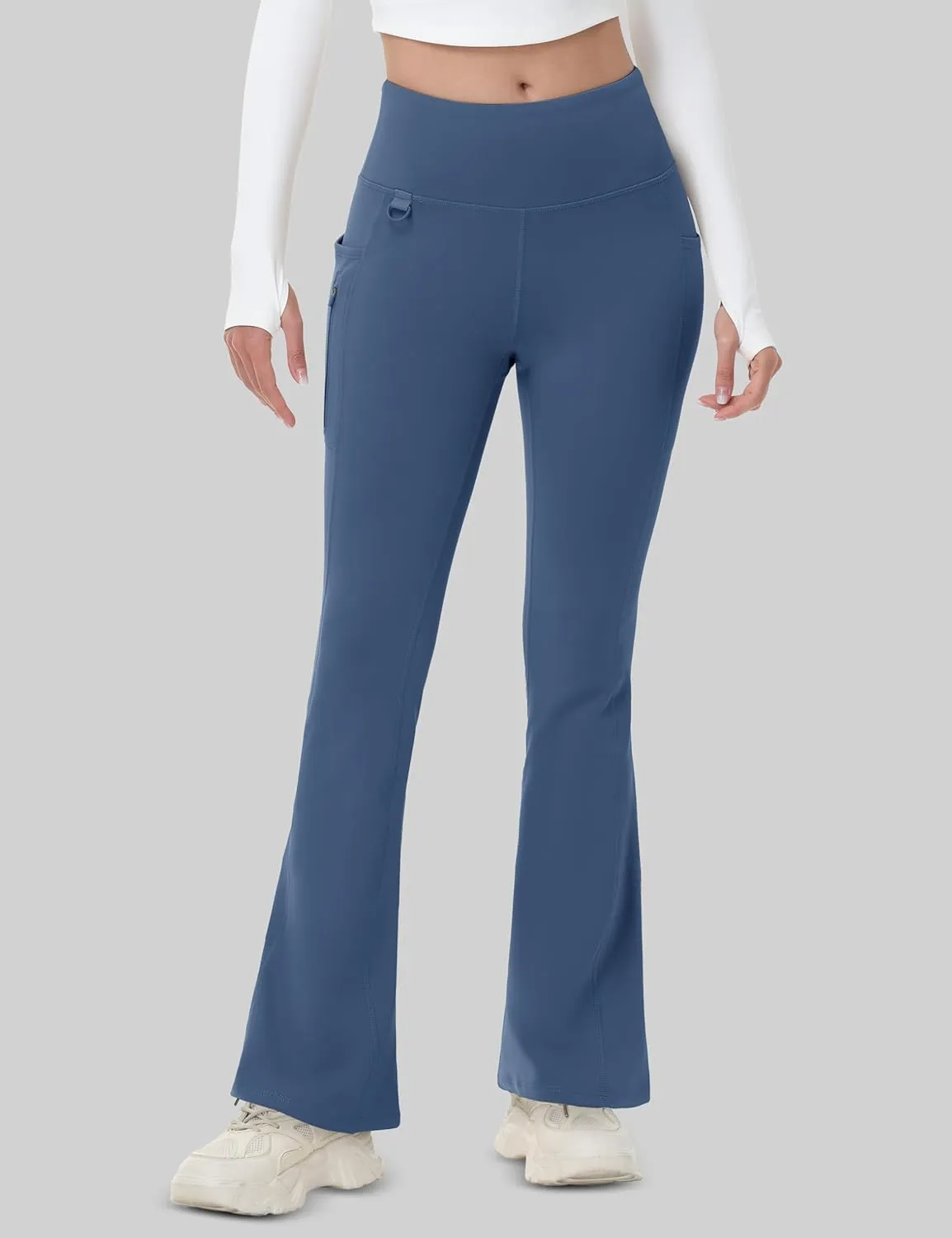 MAGCOMSEN Women's Fleece Lined Flare Pants Waterproof Insulated Winter Pants High Waisted Bootcut Hiking Yoga Leggings