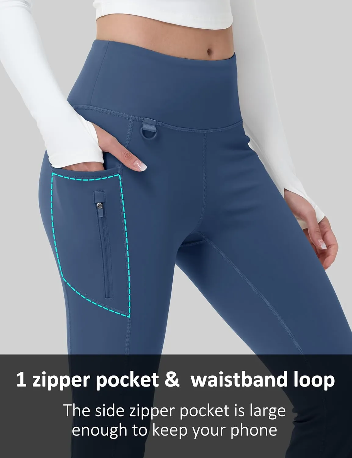 MAGCOMSEN Women's Fleece Lined Flare Pants Waterproof Insulated Winter Pants High Waisted Bootcut Hiking Yoga Leggings