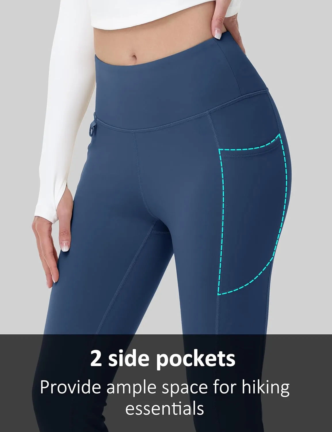 MAGCOMSEN Women's Fleece Lined Flare Pants Waterproof Insulated Winter Pants High Waisted Bootcut Hiking Yoga Leggings