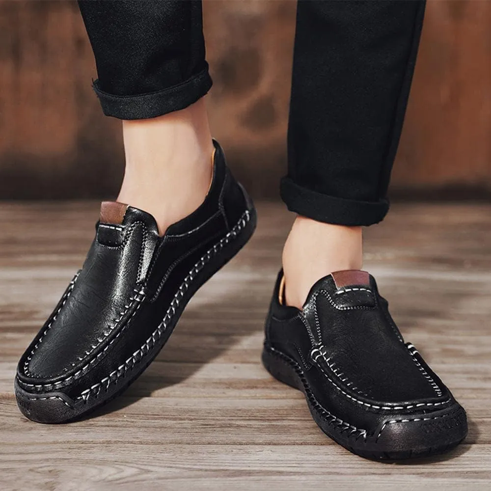 Maylrvjv Men's Loafers Slip-On Casual Leather Shoes Comfortable Soft Flexible Driving Flat Shoes