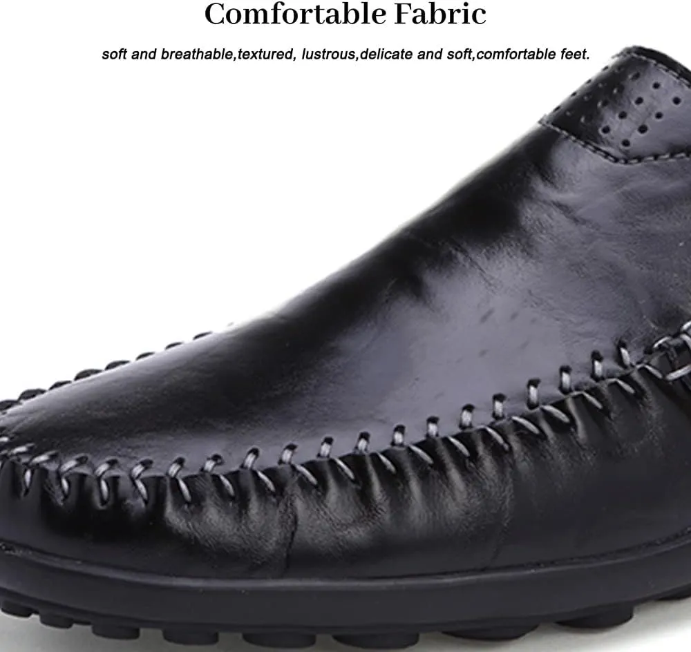 Maylrvjv Men's Loafers Slip-On Casual Leather Shoes Comfortable Soft Flexible Driving Flat Shoes