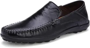 Maylrvjv Men's Loafers Slip-On Casual Leather Shoes Comfortable Soft Flexible Driving Flat Shoes