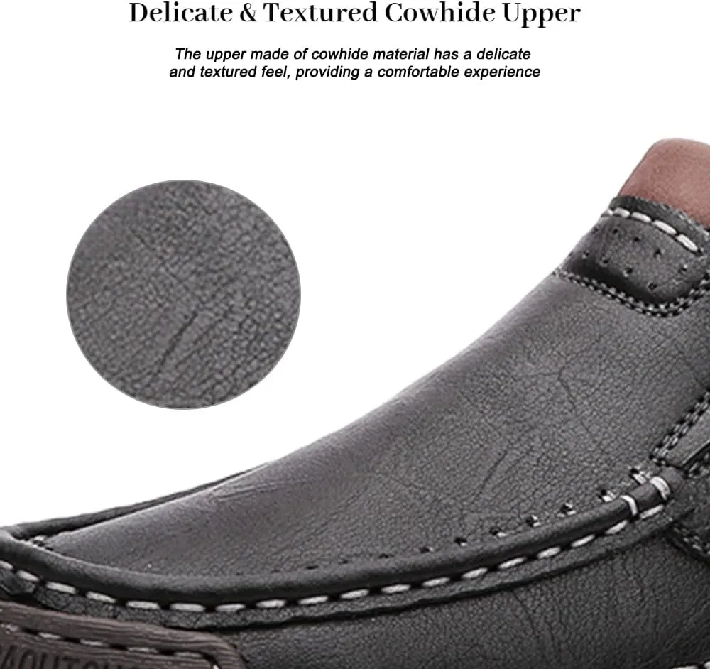 Maylrvjv Men's Loafers Slip-On Casual Leather Shoes Comfortable Soft Flexible Driving Flat Shoes
