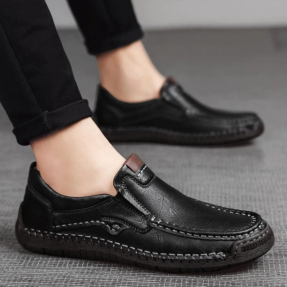 Maylrvjv Men's Loafers Slip-On Casual Leather Shoes Comfortable Soft Flexible Driving Flat Shoes