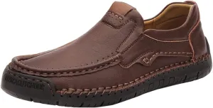 Maylrvjv Men's Loafers Slip-On Casual Leather Shoes Comfortable Soft Flexible Driving Flat Shoes