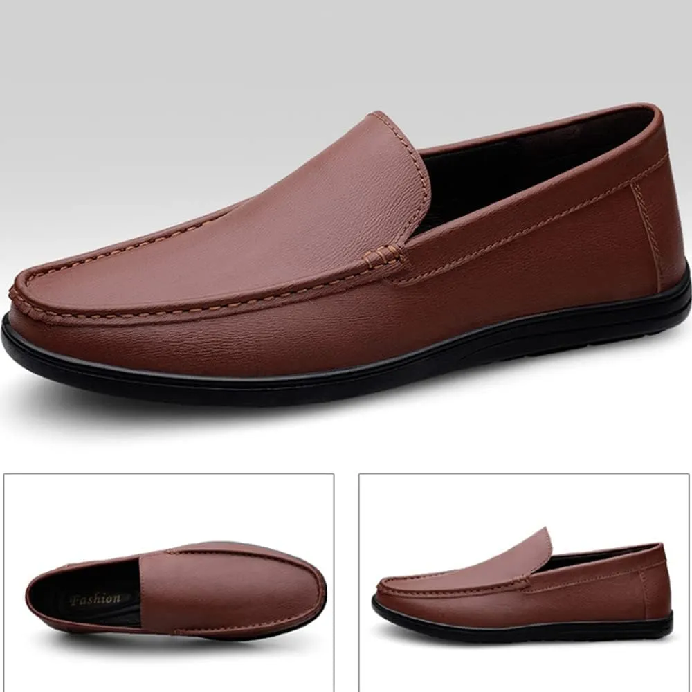 Maylrvjv Men's Loafers Slip-On Casual Leather Shoes Comfortable Soft Flexible Driving Flat Shoes