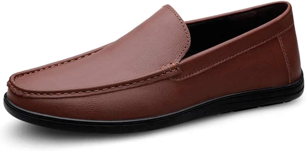 Maylrvjv Men's Loafers Slip-On Casual Leather Shoes Comfortable Soft Flexible Driving Flat Shoes