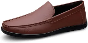 Maylrvjv Men's Loafers Slip-On Casual Leather Shoes Comfortable Soft Flexible Driving Flat Shoes