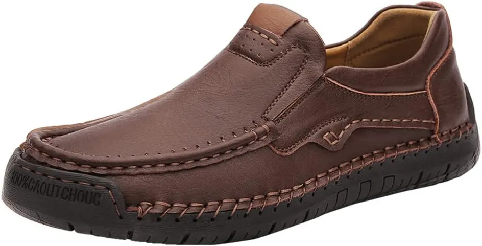 Maylrvjv Men's Loafers Slip-On Casual Leather Shoes Comfortable Soft Flexible Driving Flat Shoes