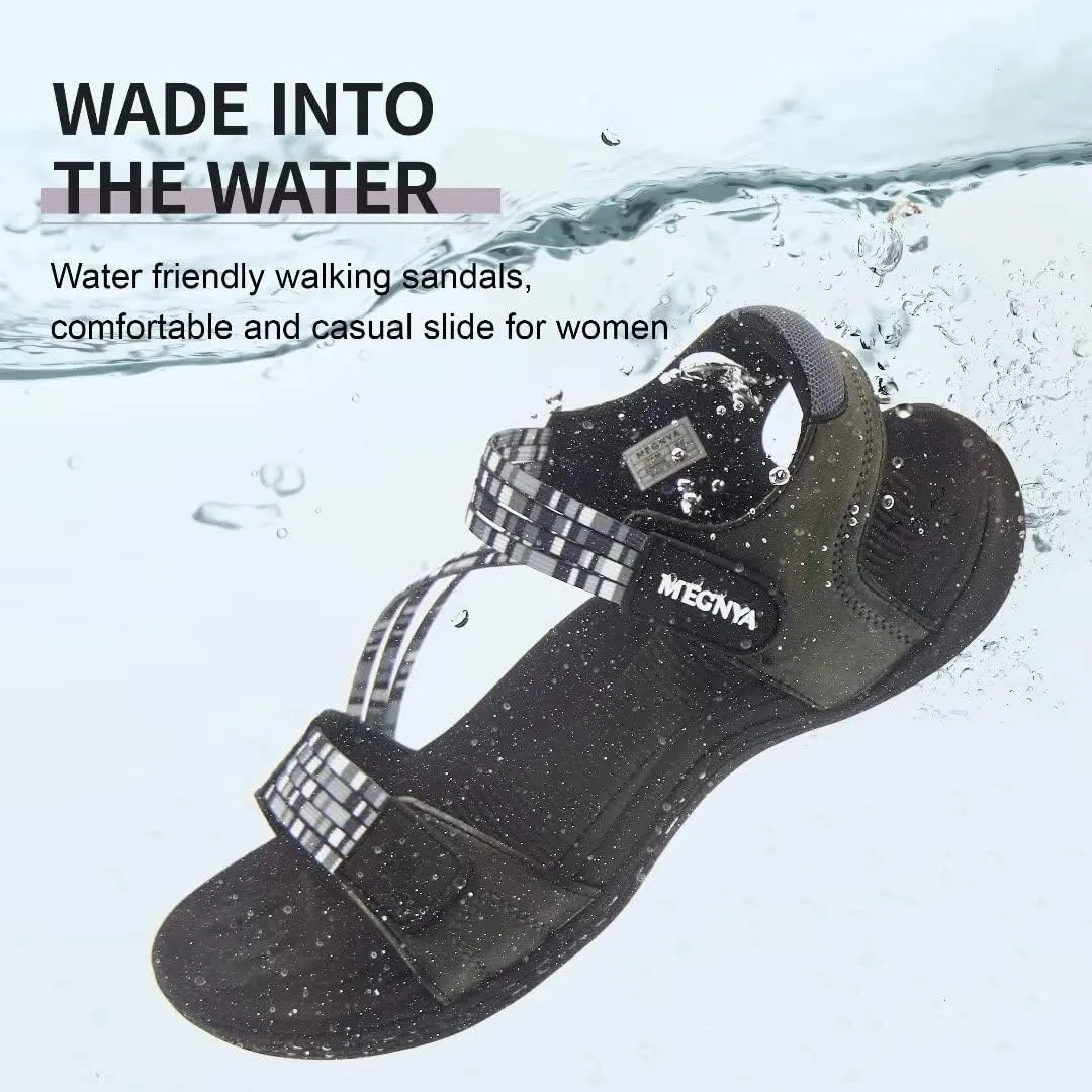 MEGNYA Comfortable Hiking Sandals for Womens, Classic Sport Walking Sandals with Adjustable Straps, Casual Summer Athletic Sandals for Trekking, Camping, Trip