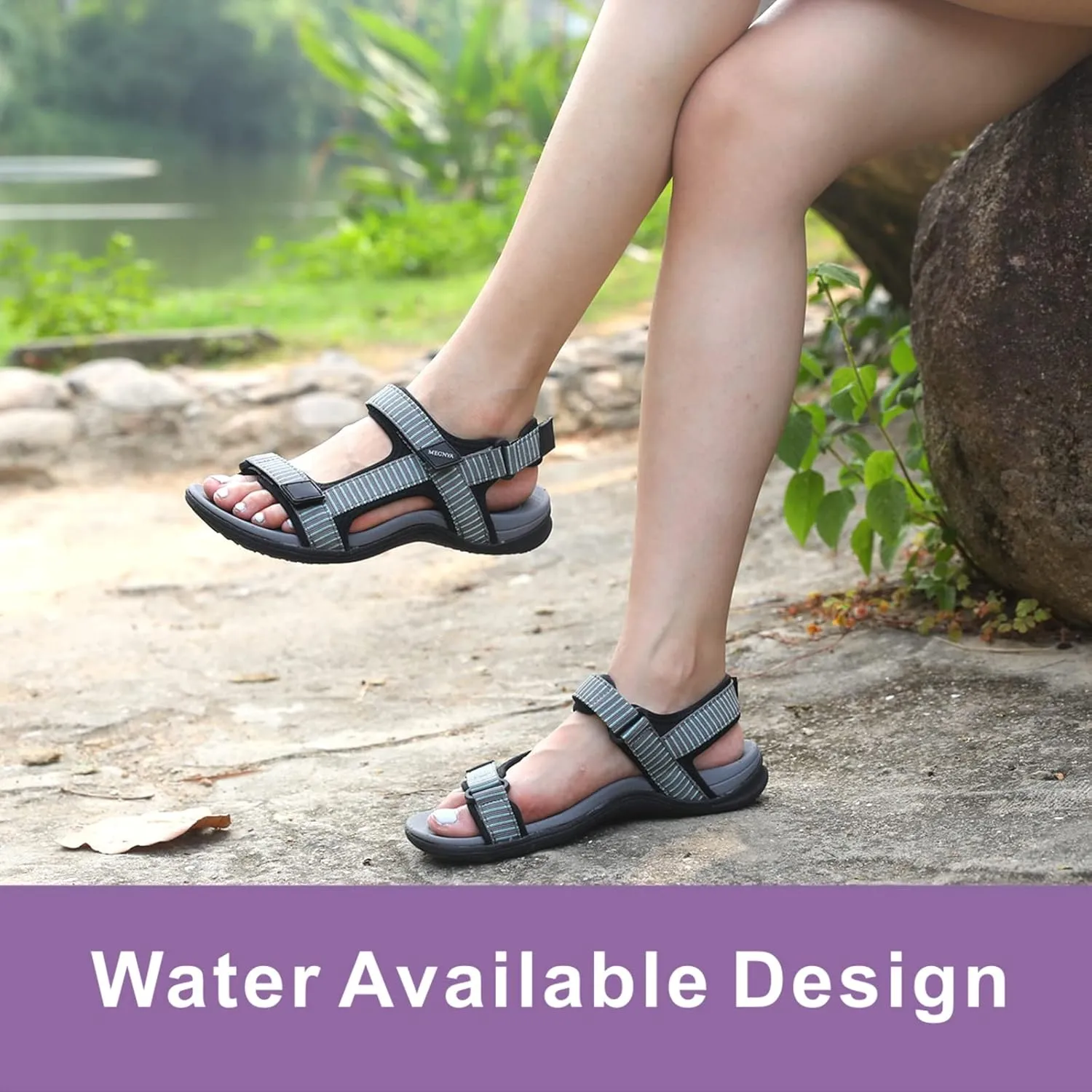 MEGNYA Comfortable Hiking Sandals for Womens, Classic Sport Walking Sandals with Adjustable Straps, Casual Summer Athletic Sandals for Trekking, Camping, Trip