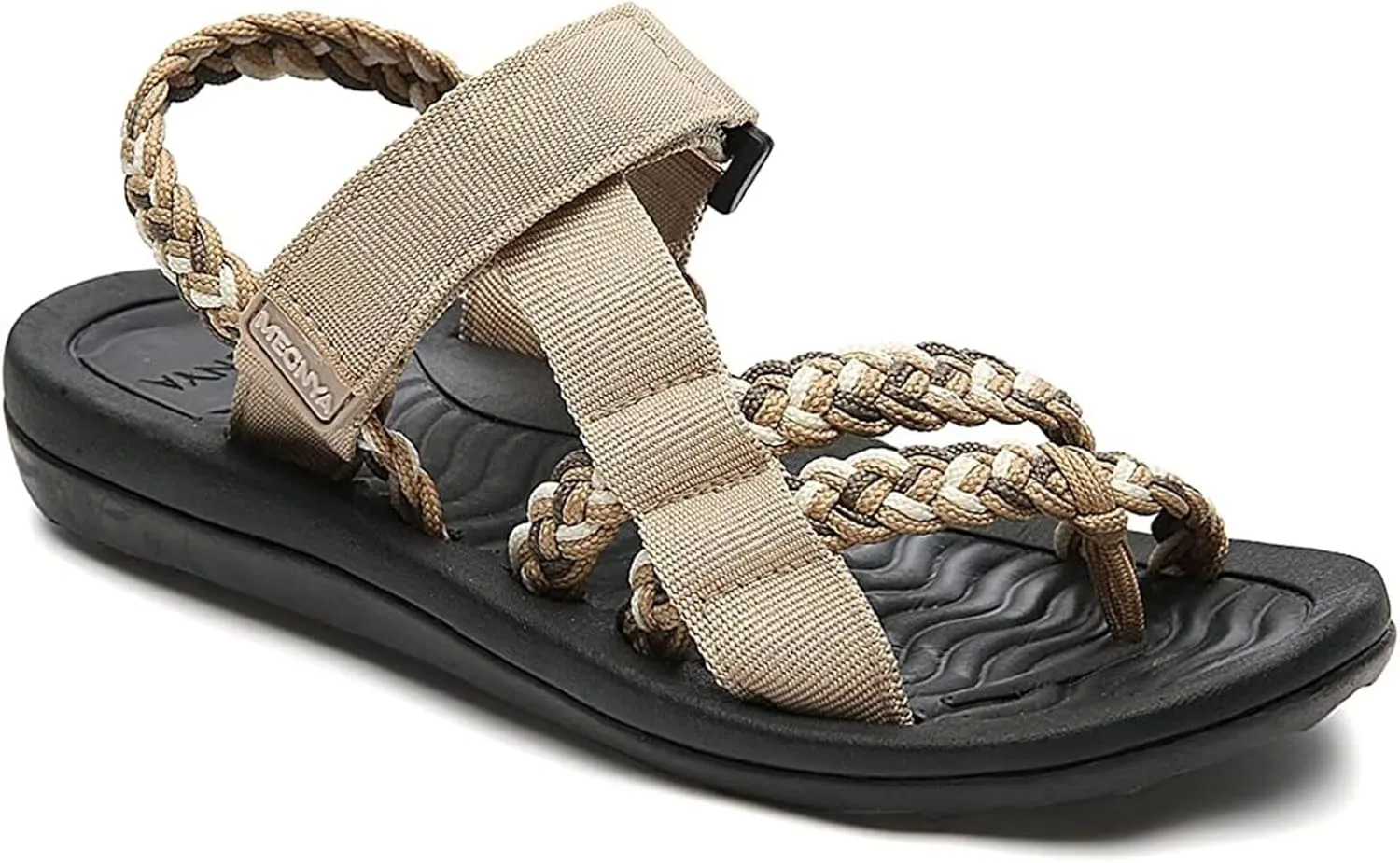 MEGNYA Hiking Sandals for Womens, Comfortable Walking Flip Flop Sandals with Arch Support, Athletic Sandals with Hook and Loop Straps for Beach Vacation Adventure