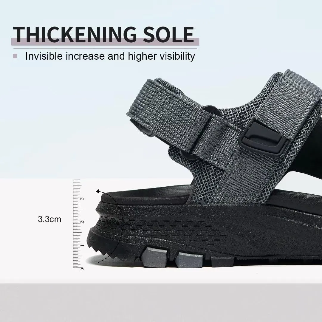 MEGNYA Mens Comfortable Walking Sandals, Soft Sports Hiking Sandals with Three Adjustable Hook And Loop Straps, Casual Beach Athletic Sandals for Outdoor Active Camping