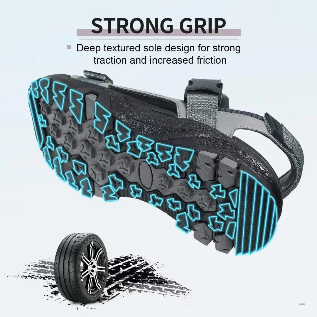 MEGNYA Mens Comfortable Walking Sandals, Soft Sports Hiking Sandals with Three Adjustable Hook And Loop Straps, Casual Beach Athletic Sandals for Outdoor Active Camping