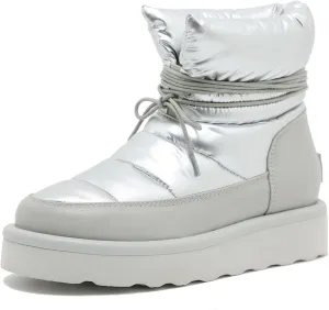 Mel&Syd 100% Australian Sheepskin Women Snow Boots - Waterproof Fur Lined Shearling Boots - Warm Insulated Lace Up Elastic Belt Mini Boots with Memory Foam Rubber Non-Slip Fashionable Walking Shoes