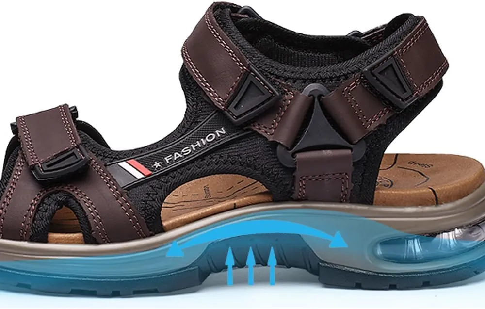 Mens Athletic Sandals Open Toe Hiking Outdoor Non-slip Sandals Air Cushion Sport Casual Beach Sandals