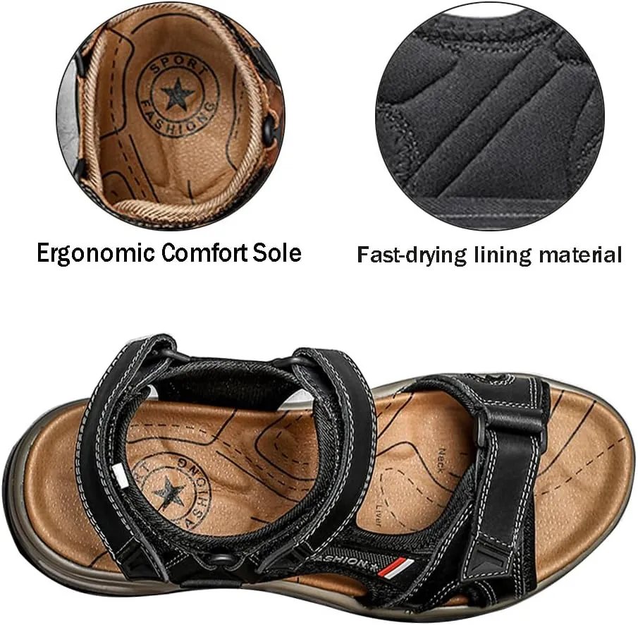 Mens Athletic Sandals Open Toe Hiking Outdoor Non-slip Sandals Air Cushion Sport Casual Beach Sandals