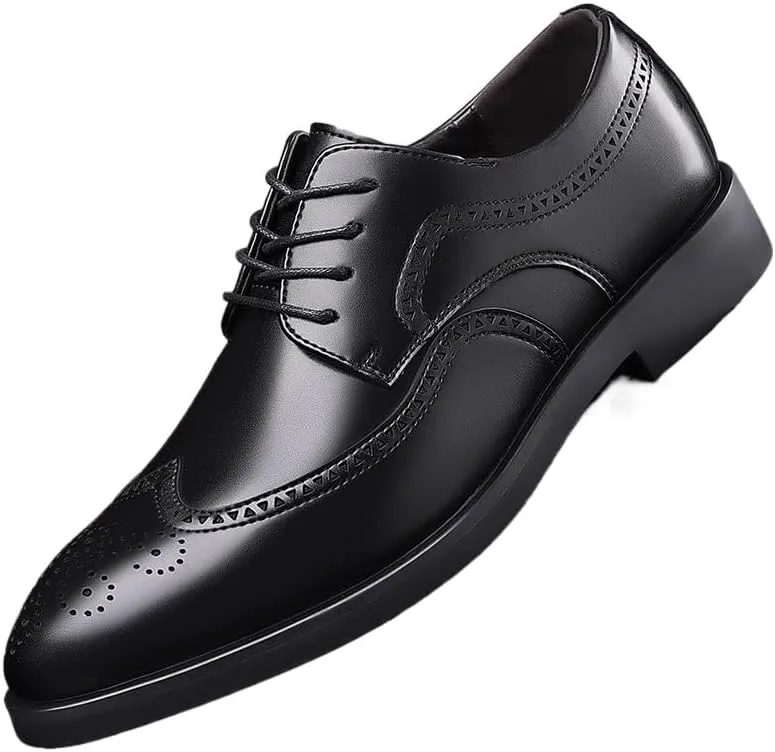 Men's Business Casual Loafers Patent Leather Formal Oxford Lace Up Dress Shoes Man Brogue Comfortable Shoes v