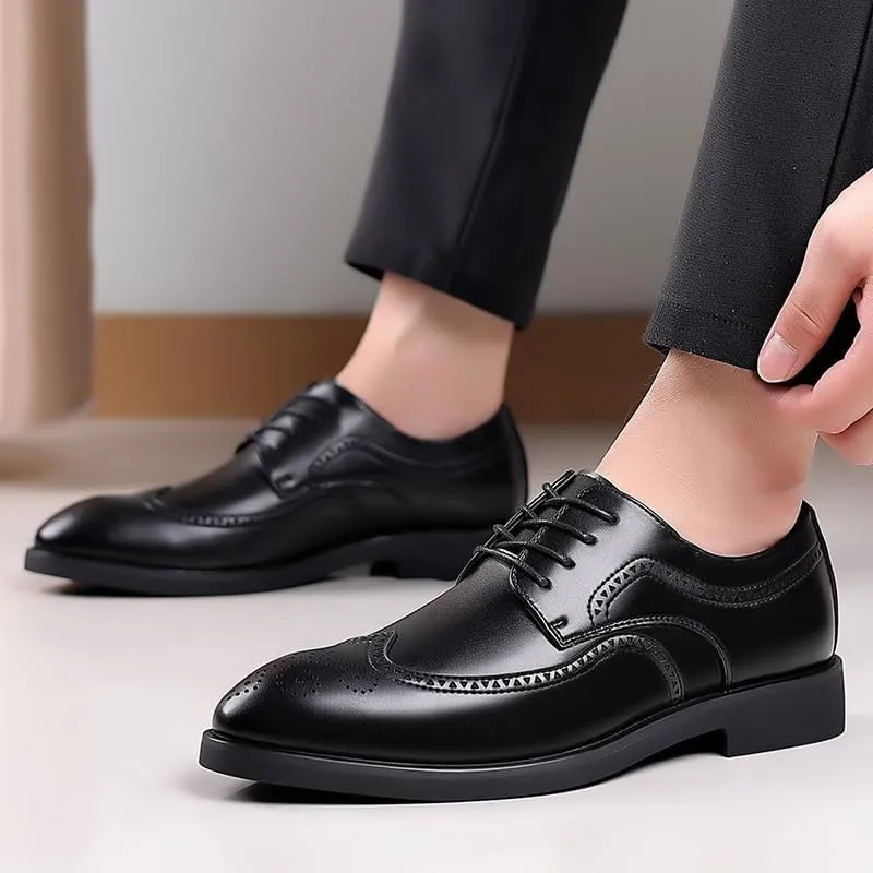 Men's Business Casual Loafers Patent Leather Formal Oxford Lace Up Dress Shoes Man Brogue Comfortable Shoes v