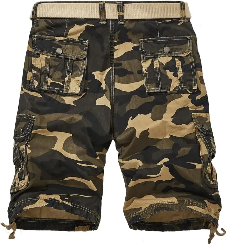 Men's Camouflage Military Cargo Shorts - Summer Regular-Fit Tactical Shorts with Multi-Pockets