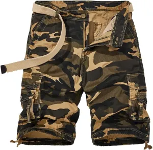 Men's Camouflage Military Cargo Shorts - Summer Regular-Fit Tactical Shorts with Multi-Pockets