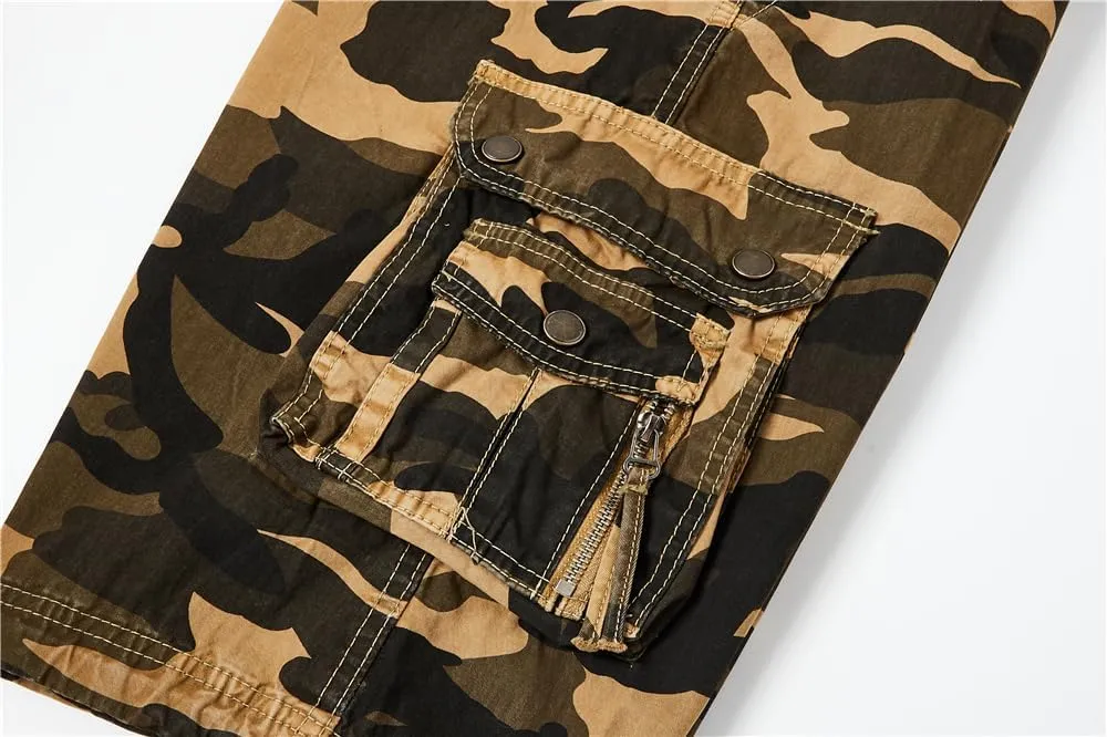 Men's Camouflage Military Cargo Shorts - Summer Regular-Fit Tactical Shorts with Multi-Pockets