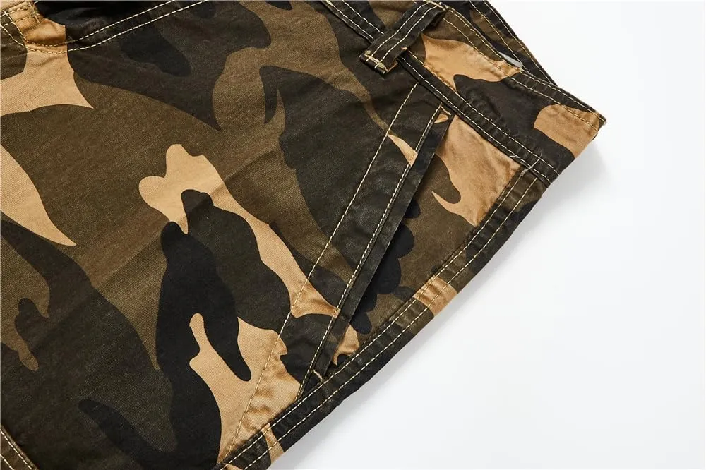 Men's Camouflage Military Cargo Shorts - Summer Regular-Fit Tactical Shorts with Multi-Pockets