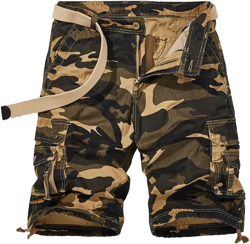 Men's Camouflage Military Cargo Shorts - Summer Regular-Fit Tactical Shorts with Multi-Pockets