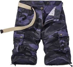 Men's Camouflage Military Cargo Shorts - Summer Regular-Fit Tactical Shorts with Multi-Pockets