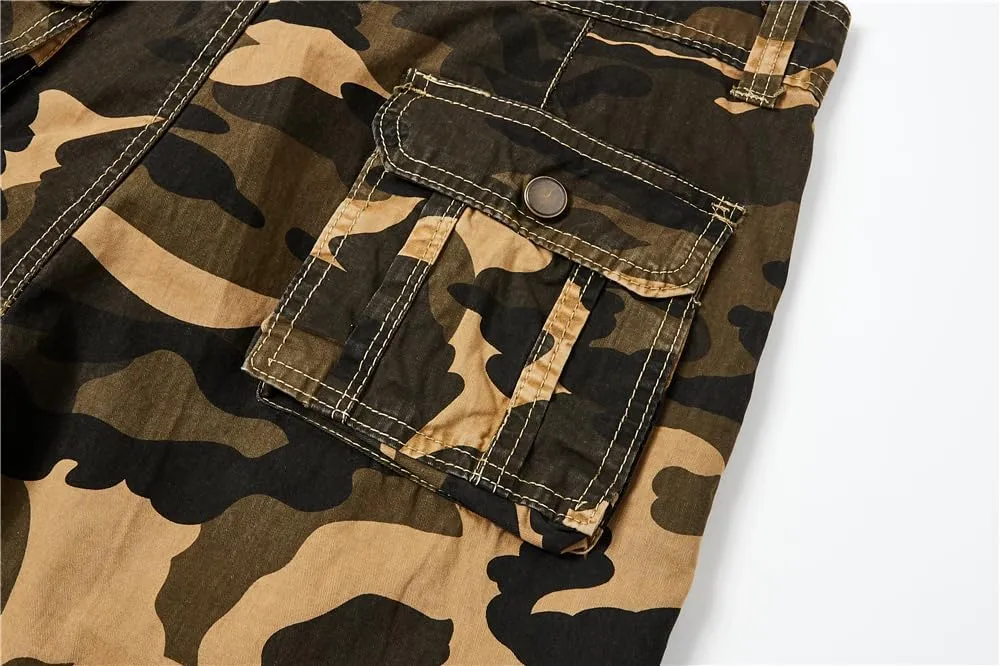Men's Camouflage Military Cargo Shorts - Summer Regular-Fit Tactical Shorts with Multi-Pockets