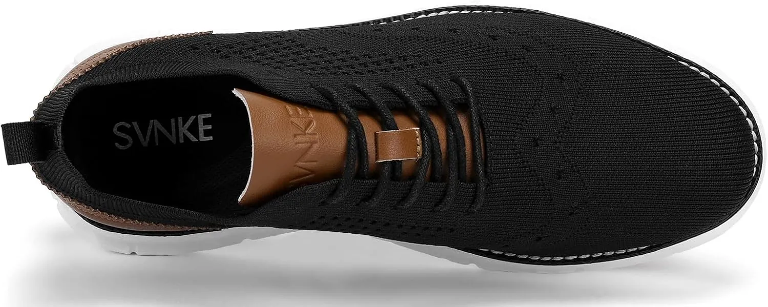 Men's Casual Dress Oxfords Shoes Breathable Knit Leisure Fashion Sneakers Lightweight Comfortable Walking Shoes