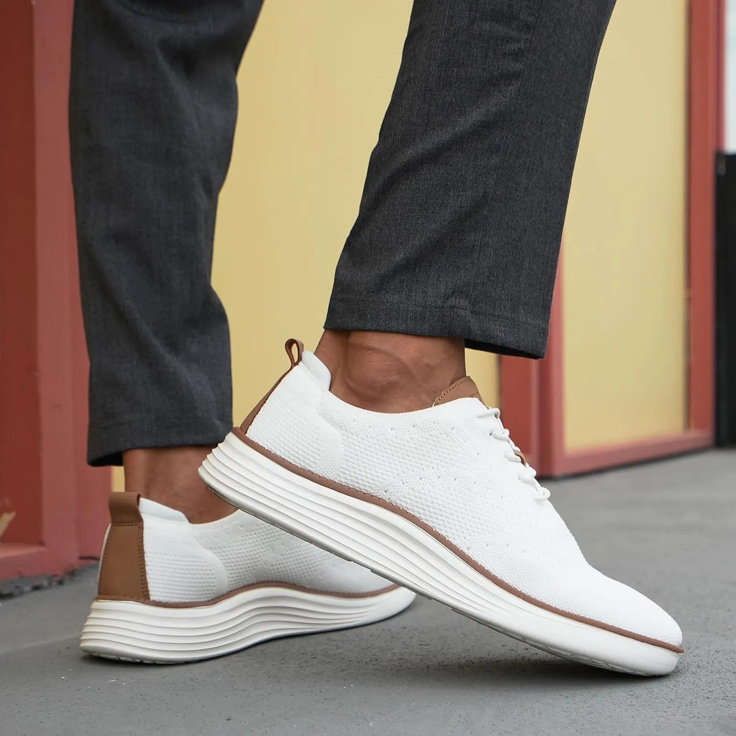 Men's Casual Dress Oxfords Sneakers Business Mesh Breathable Lightweight Walking Shoes Tennis Comfortable